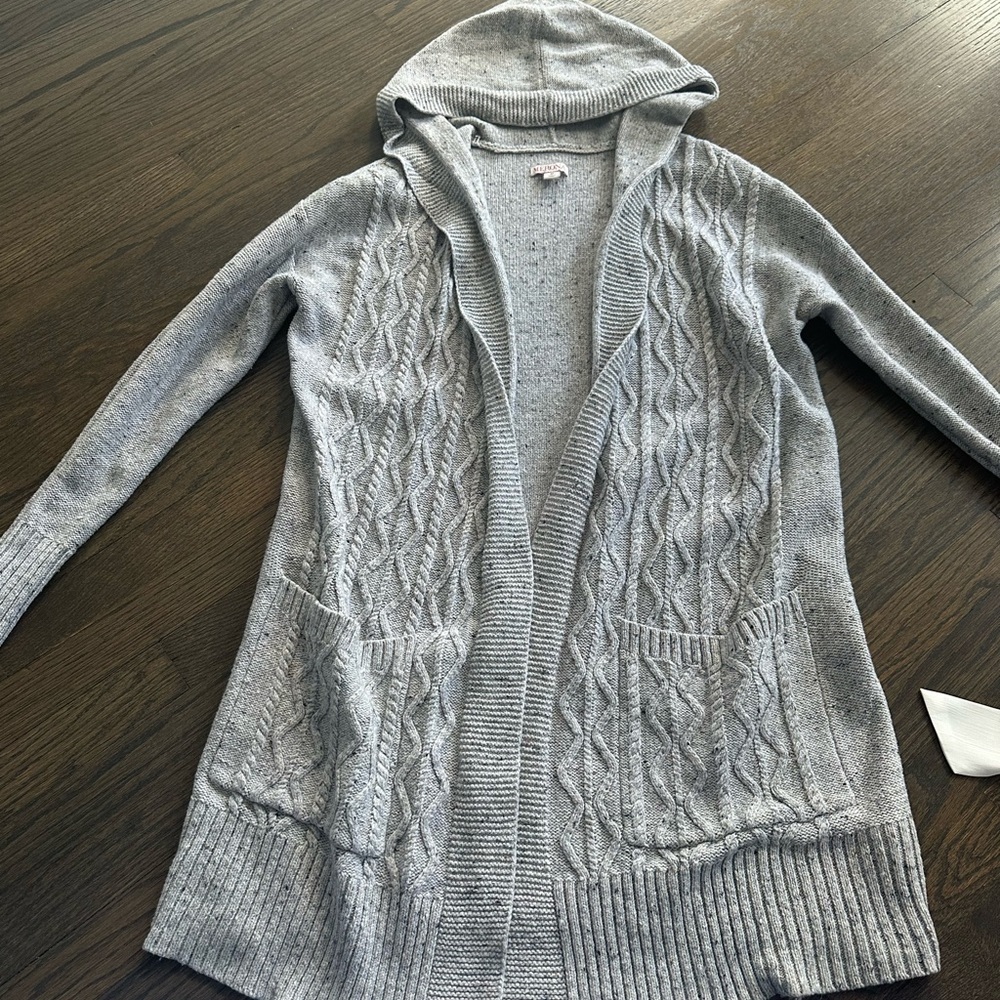 Merona Light Gray Hooded Cardigan Sweater